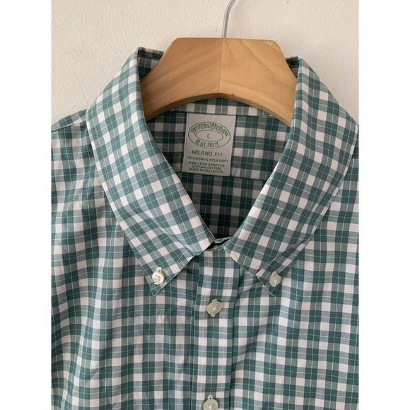 Brooks Brothers Other - Brooks Brothers Milano Fit Long Sleeve Button Down, Green/White Checkered, L